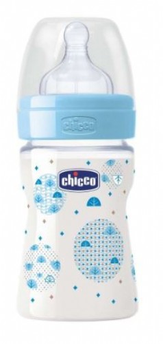 Chicco Biberón Well-Being Silicona flujo normal 0m+ azul 150ml