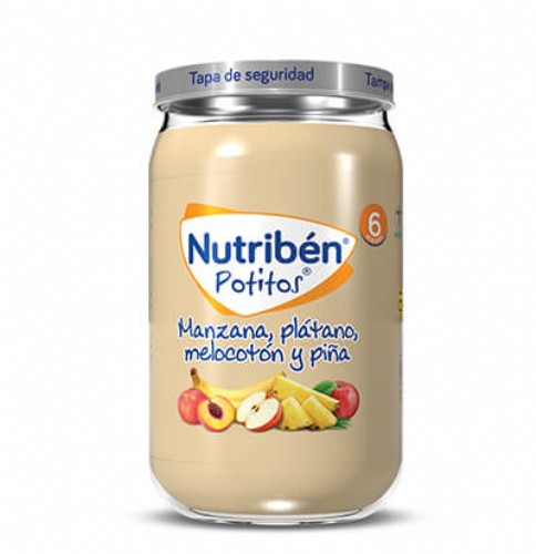 Nutribén Potito Manzana, plátano, melocotón y piña +6m (235 g)