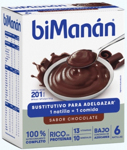 BiManán Natillas BeSlim Sabor Chocolate (6 sobres)