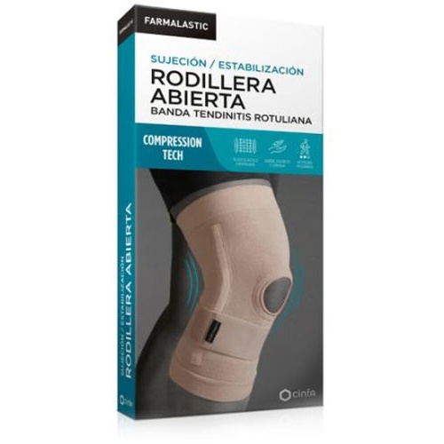 Farmalastic Rodillera abierta banda tendinitis rotuliana (talla S - beige)
