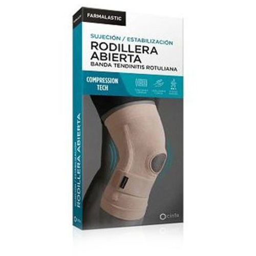 Farmalastic Rodillera abierta banda tendinitis rotuliana (talla M - beige)