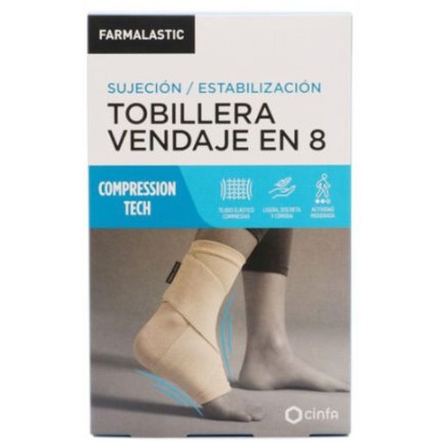 Tobillera vendaje en 8 - farmalastic compression tech (1 unidad talla extragrande color beige)