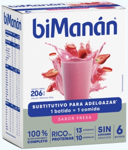 BiManán Batido BeSlim Sabor Fresa (6 sobres)