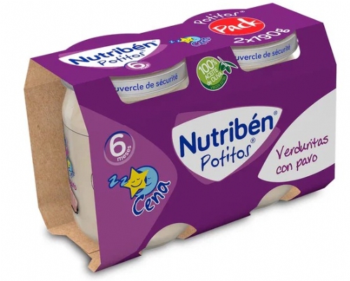 Nutribén pack potitos cena verduritas y pavo (2 ud)
