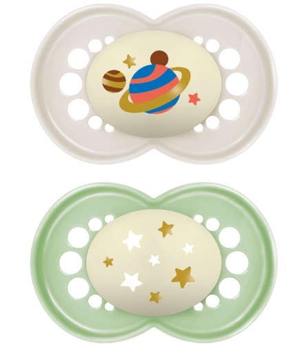 MAM Perfect Night Chupete Silicona Fisiológico verde (+6 meses, 1 ud)