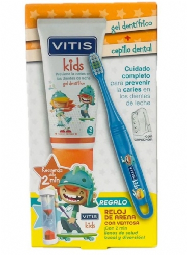 Vitis Kids Gel dentífrico + Cepillo + Gadget (1 envase 50 ml)
