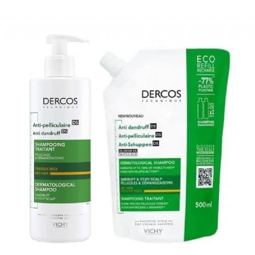 Dercos duplo champu + refill caspa seco