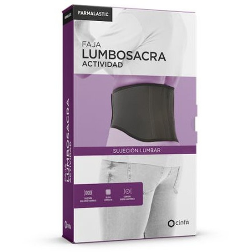 Faja lumbosacra actividad - farmalastic (1 unidad talla grande color negro)