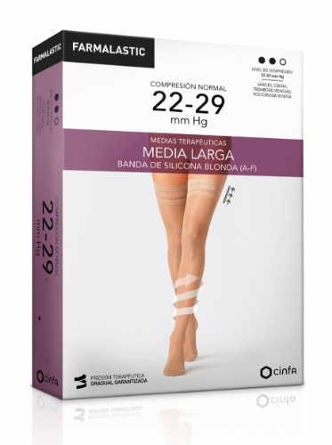 Media larga con silicona blonda (a-f) compresion normal - farmalastic puntera cerrada (2 unidades ta