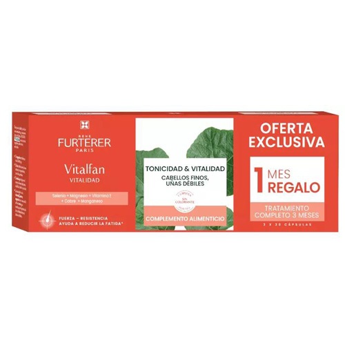 René Furterer Vitalfan Vitalidad cabello y uñas  (3 envases x 30 cápsulas)