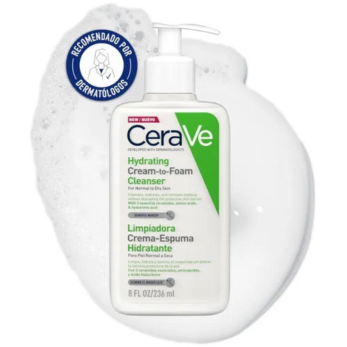 Cerave limpiadora crema espuma hidratante (1 envase 236 ml)