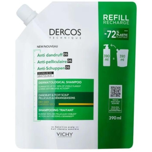 Dercos champu anticaspa ds cabello seco  1 bolsa 500 ml