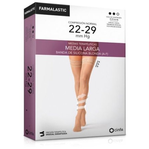 Media larga con silicona blonda (a-f) compresion normal - farmalastic puntera cerrada (2 unidades ta