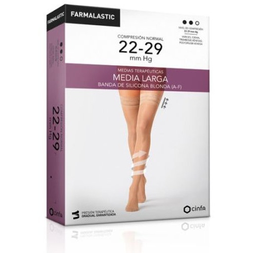 Media larga con silicona blonda (a-f) compresion normal - farmalastic puntera cerrada (2 unidades ta