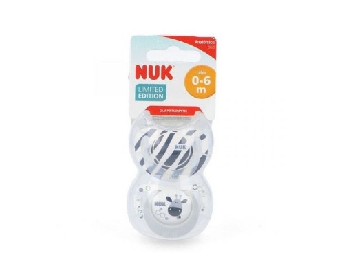 	NUK Genius Chupete látex Anatómico Safari 0-6 meses (2 ud) c/ caja portachupetes