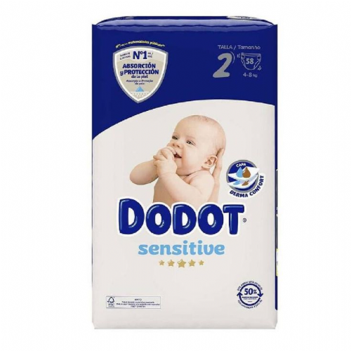 Pañal infantil dodot sensitive talla 2 4-8 kg 58 unidades