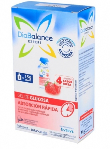 Diabalance Expert gel glucosa absorción rápida sabor fresa (4 sobres)