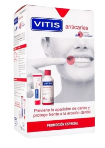 Vitis anticaries pack (1 envase 100 ml  pasta + 1 envase 500 ml colutorio)
