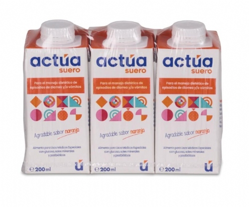 Actua suero sabor naranja 3 ud x 200ml 