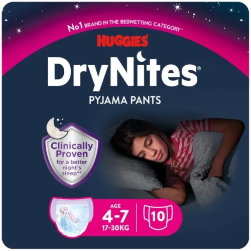 Dry nites 17-30kg 4-7 niña 10u