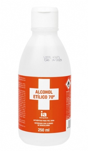 Alcohol 70º con cloruro de benzalconio - interapothek (1 frasco 250 ml)
