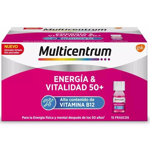 Multicentrum energia & vitalidad 50+ (15 frascos 7 ml sabor frambuesa)