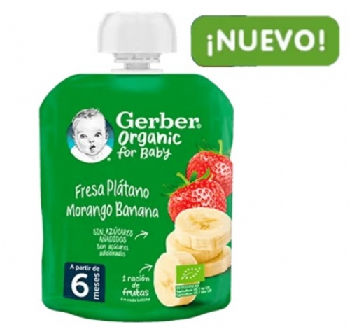 Gerber Organic Pouch fresa y plátano 90g