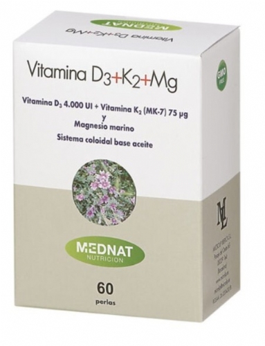 Mednat Vitamina D3+K2+Mg 60 perlas