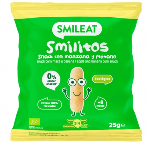 Smilitos snack de manzana y platano de Smileat 25g