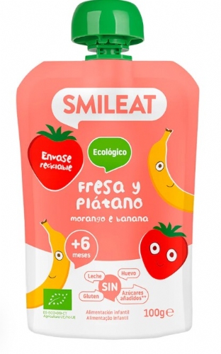 Smileat pouch eco  1 bolsa 100 g sabor fresa y platano