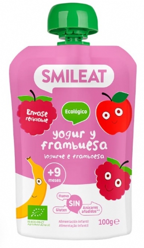 Smileat Pouch de yogur y frambuesa 100g
