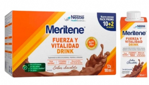 Meritene Fuerza y vitalidad drink 12 botellas x 180 ml sabor chocolate