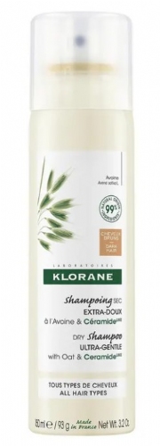 Klorane Champú seco extrasuave leche de avena cabello castaño o moreno 150 ml