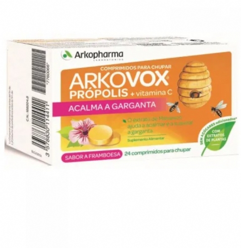 Arkovox Própolis + vitamina C 24 comprimidos masticables sabor frambuesa