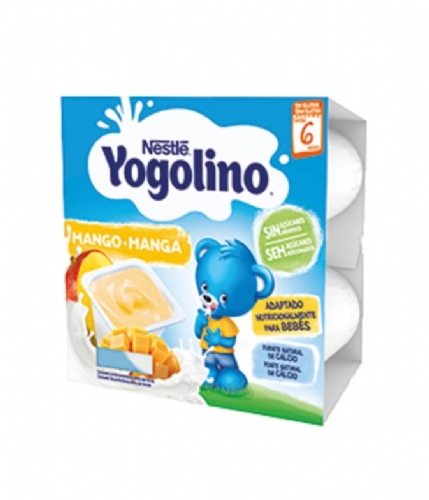 Nestlé Yogolino Sabor Mango sin azúcares añadidos 4 tarrinas x 100 g 