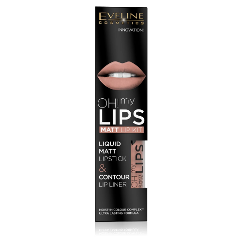 Eveline! Oh My Lips Pintalabios Líquido n1 Nude neutral + Perfilador 