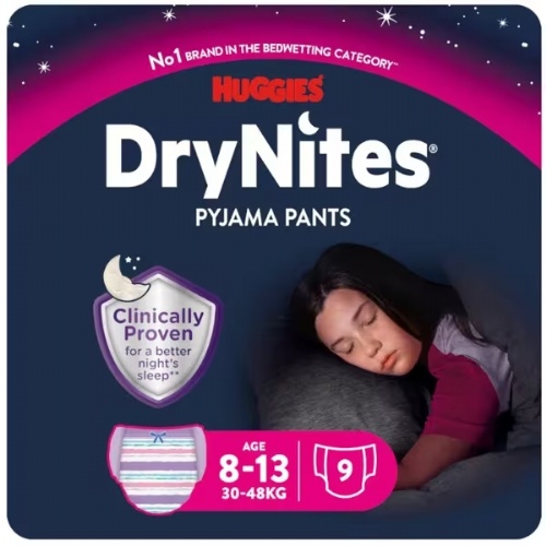 Huggies DryNites Pañales de Noche Niña 8-15 años 9 ud