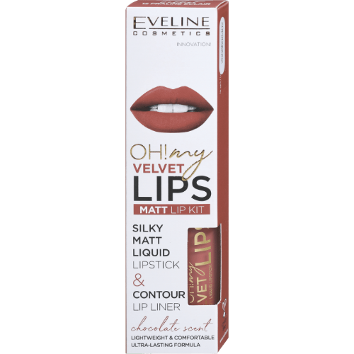 Eveline! Oh My Lips Pintalabios Líquido n12 Praliné Eclair + Perfilador 