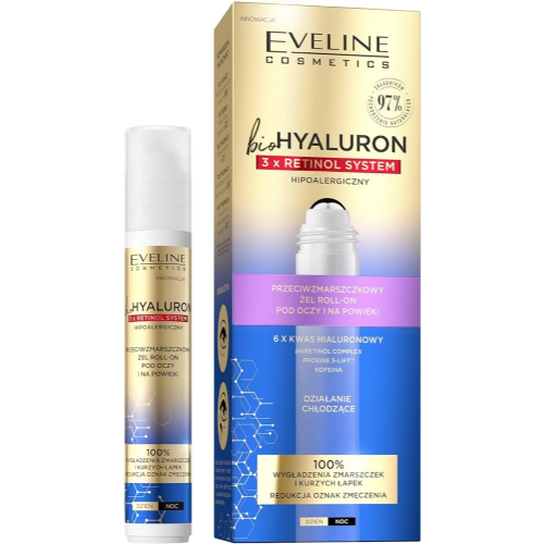 Bio hyaluron 3x retinol system gel roll on antiarrugas ojos y parpados 15ml