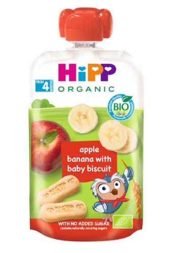 HiPP Pouch de manzana,platano y galletas bio 100g