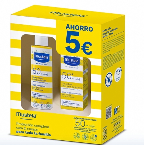 Mustela Pack Spray Solar Bebés SPF50 200ml + Crema Solar Facial SPF50 40ml