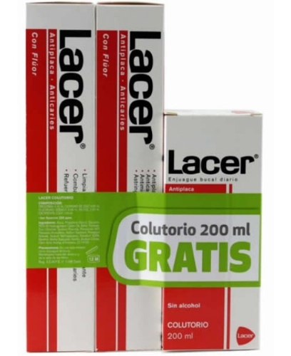 Lacer Pasta Dentífrica Duplo 2 x 125 ml + Colutorio 200 ml