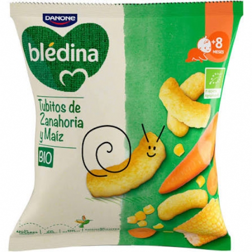 Bledina bio snack tubitos de zanahoria y maiz 1 envase 20 g