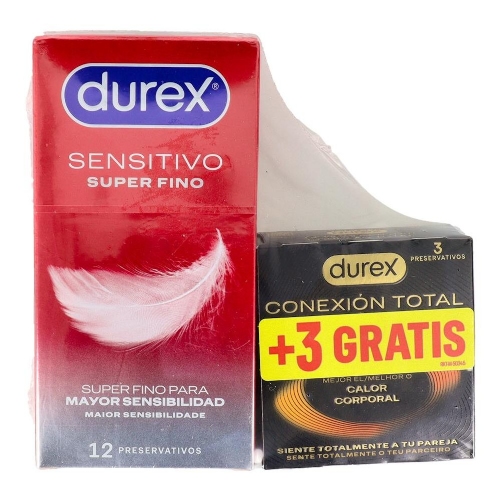Durex sensitivo + conexion total preservativos 12 unidades+ 3 unidades