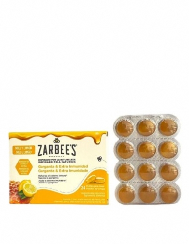 Zarbees garganta y extra inmunidad 24 pastillas para chupar - miel-limon