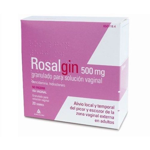 ROSALGIN 500 mg GRANULADO PARA SOLUCION VAGINAL, 20 sobres