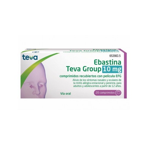 EBASTINA TEVA GROUP 10 MG COMPRIMIDOS RECUBIERTOS CON PELÍCULA EFG, 20 comprimidos