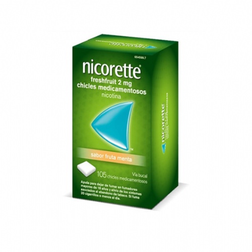 NICORETTE FRESHFRUIT 2 mg CHICLES MEDICAMENTOSOS, 105 chicles