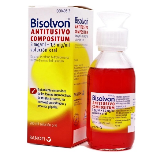 BISOLVON ANTITUSIVO COMPOSITUM 3 mg/ml + 1,5 mg/ml SOLUCION ORAL , 1 frasco de 200 ml