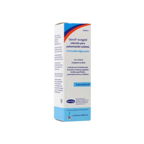 CLORXIL 10 mg/ml SOLUCION PARA PULVERIZACION CUTANEA, 1 frasco de 50 ml